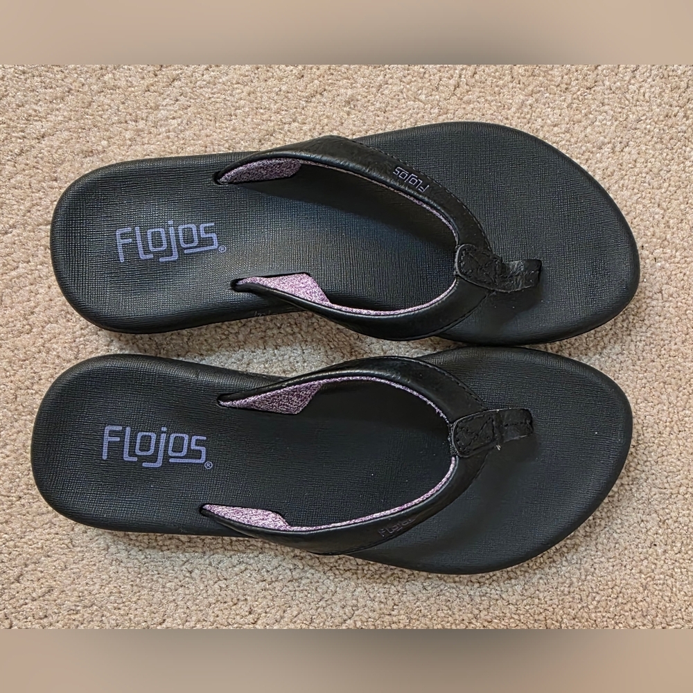 Flojos Black and Purple Sandals Size 6 Like New